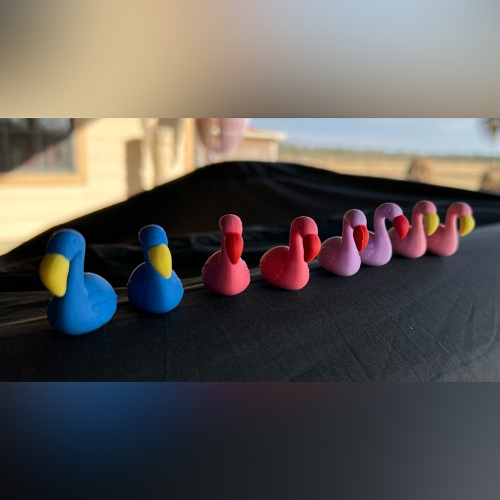 8 Swan pencil top erasers, interchangeable beaks